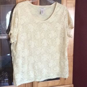 Pale yellow lace blouse. Size 20-22 women’s.